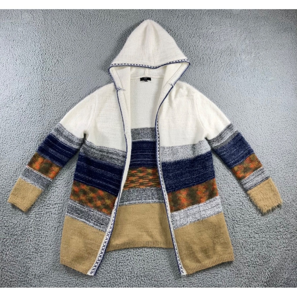 Fate Cardigan Sweater Women Medium Hooded Open Front Fuzzy Cozy Lagenlook‎